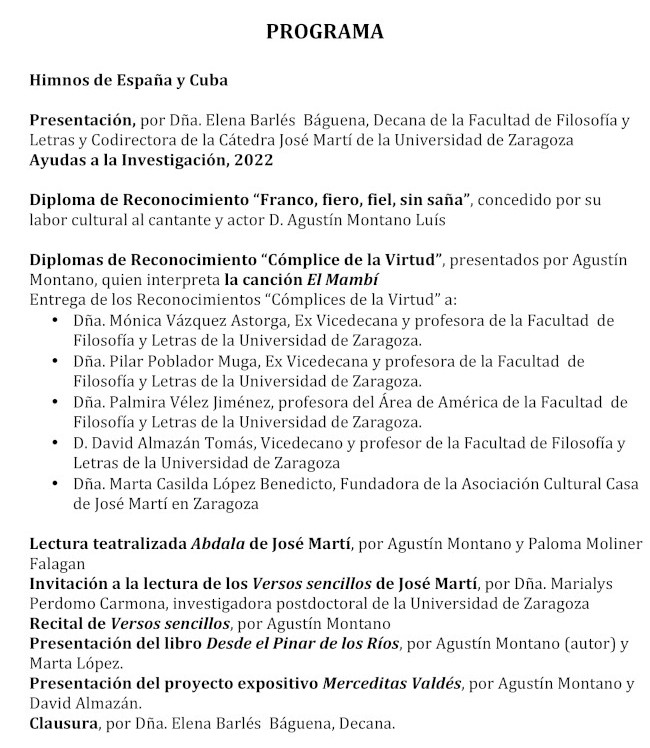 Cátedra José Martí - Programa
